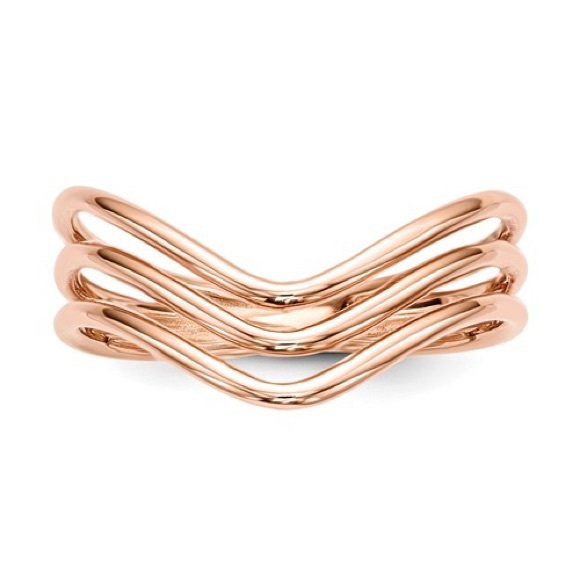 CHOOSE YOUR COLOR Rose Gold-Tone Wave Delicate Stacking Ring  925 Sterling Silver Rose-tone 3-band Wave Ring, SIZE 6, 7, OR 8